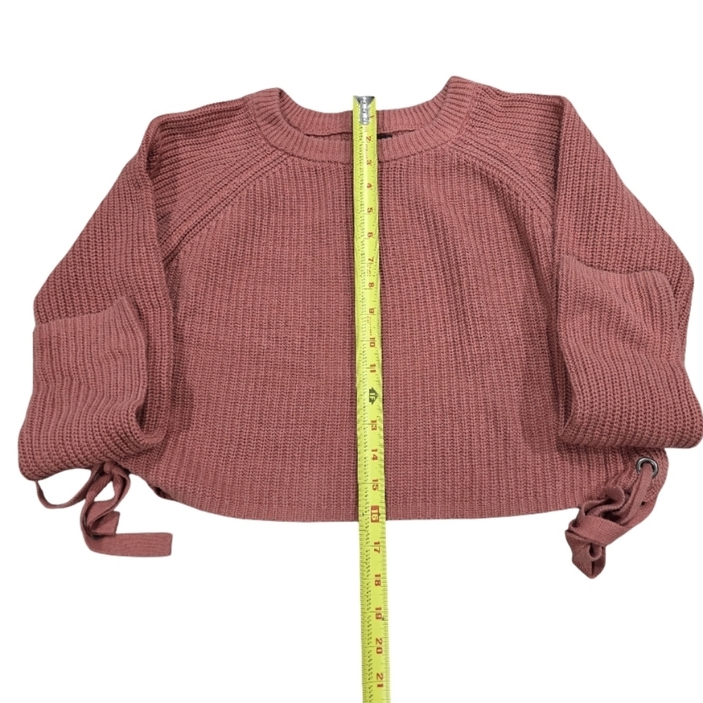 Moon&Madison Brown Lace Up Sides Sweater - Size MEDIUM - Picture 3 of 7